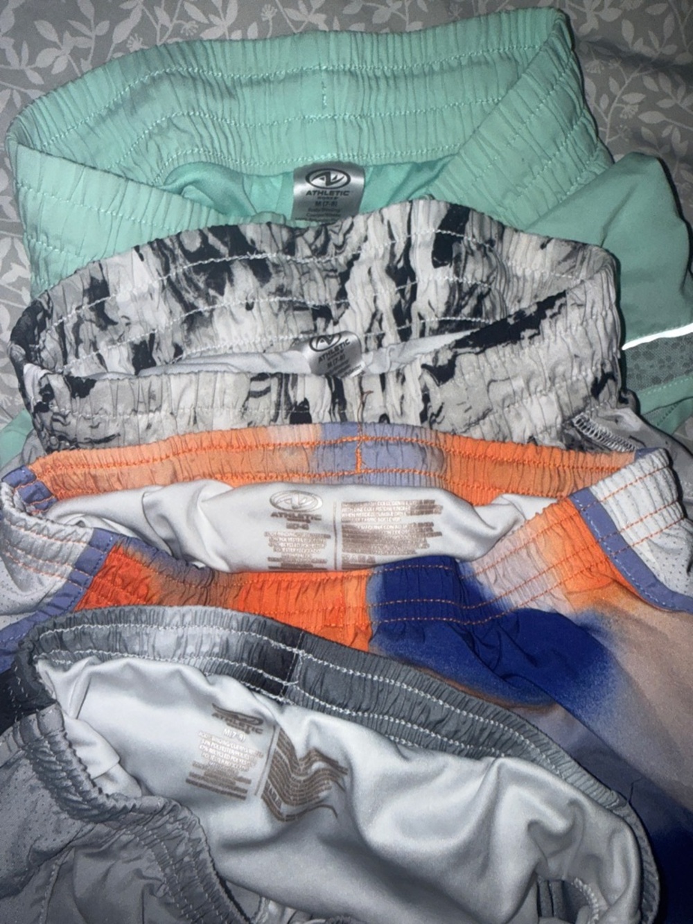 Lot of 4 girls Athletic Shorts - Mint, Marble, Gray & Tie-Dye Assortment